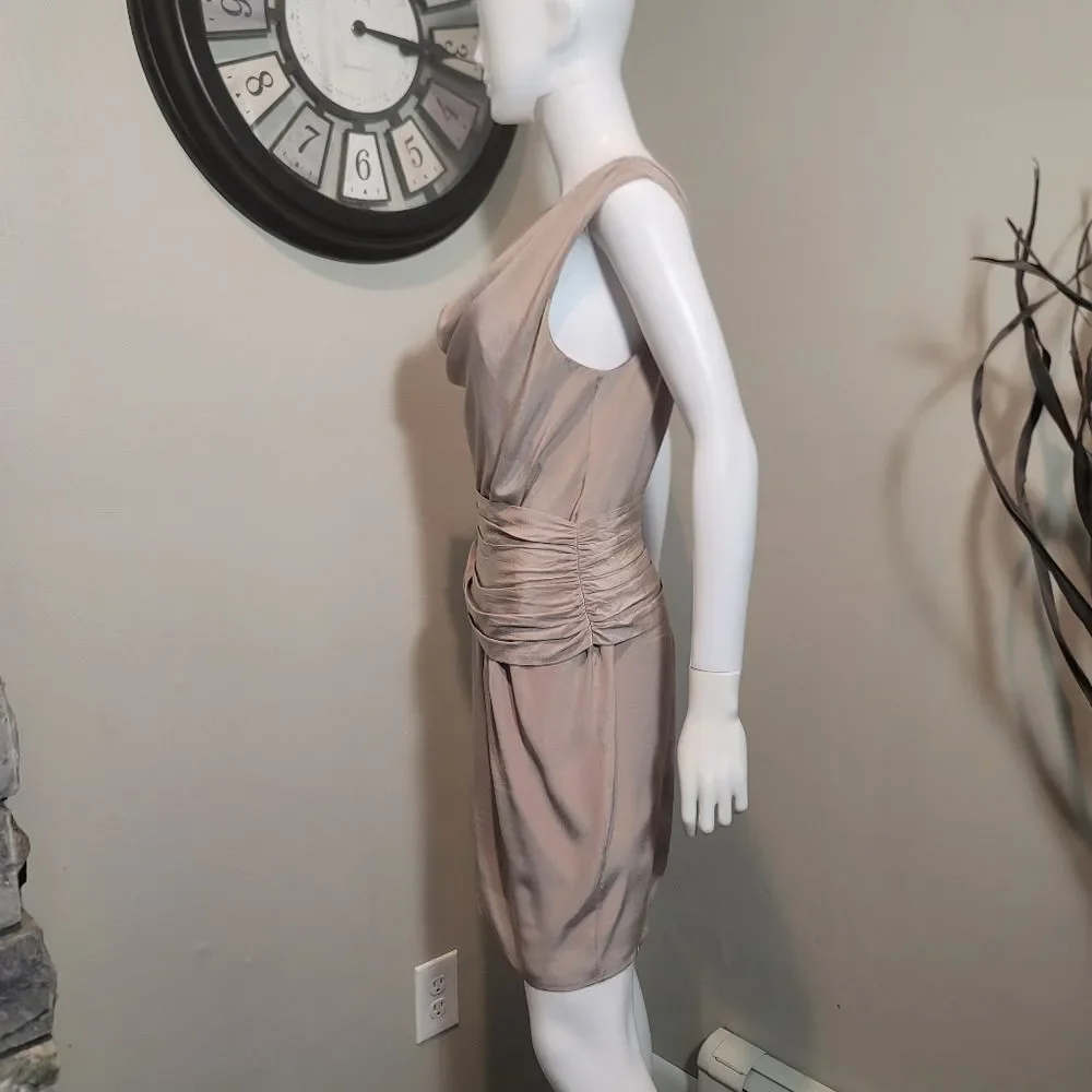 Bebe “Robbie” 100% Silk Cocktail Evening  Cowl Neck Dress Size Large